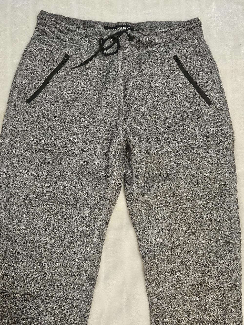 Amnesia Heathered Gray Slim Jogger Sweatpants with Zippered Pockets - Picture 3 of 16